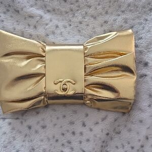 CHANEL Metallic Gold Bow Clutch